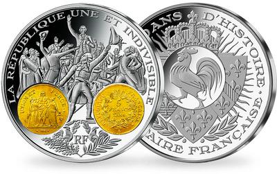 Frappe en argent pur 2000 ans d'histoire monétaire française: «5 francs Hercule an 6»